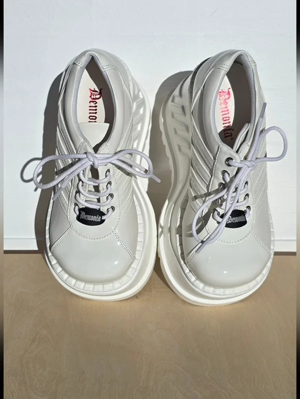 Demonia Size 7 White Platform Lace-Up Women's Shoes NWT